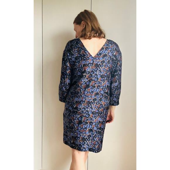 Designer Piazza Sempione Silk Shift Dress Puple Black Size Knee Length Cocktail - Picture 4 of 10